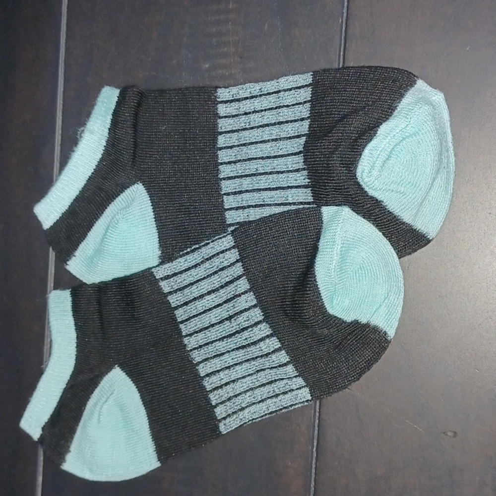 New black and light blue socks